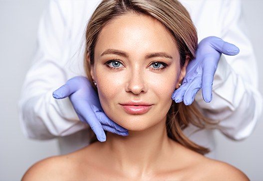Woman with smooth skin after botox and dermal fillers