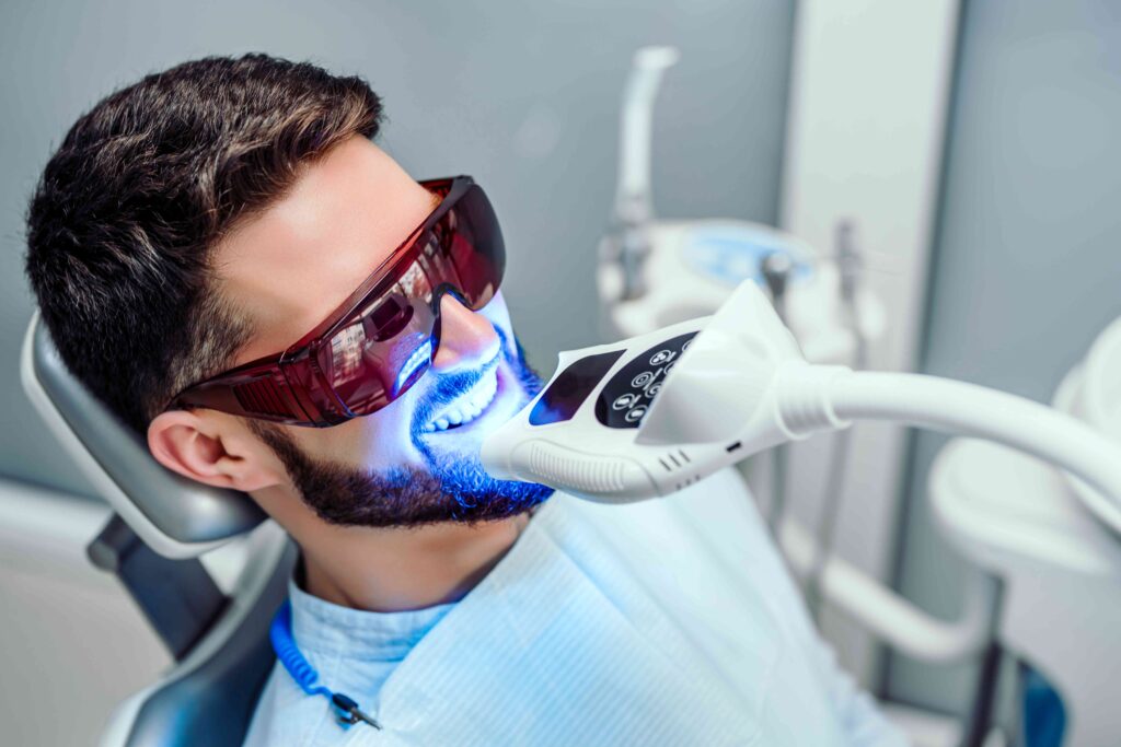 Man having his teeth whitened
